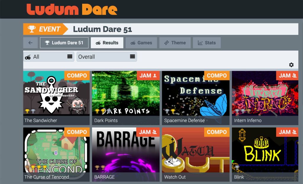 Ludum Dare 51 Game Jam website screenshot