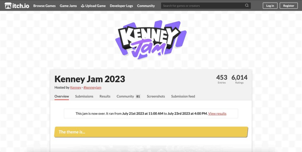 Offical page for Kenney Jam on itch.io